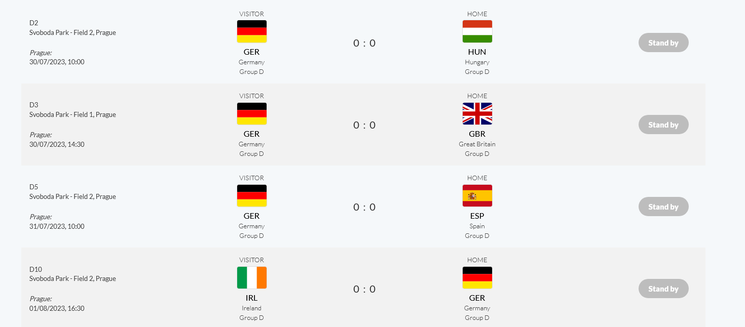 Spielplan U18 Ssoftball europameisterschaft 2023